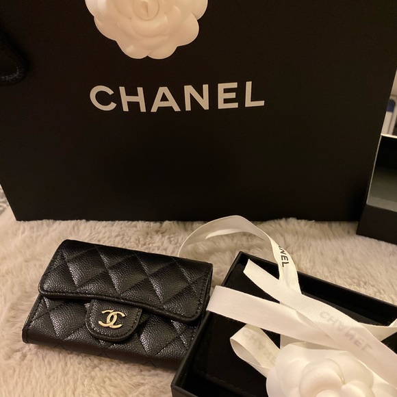 NWT - Chanel Classic Card Holder Wallet Black Caviar Gold Hardware - Picture 4 of 11